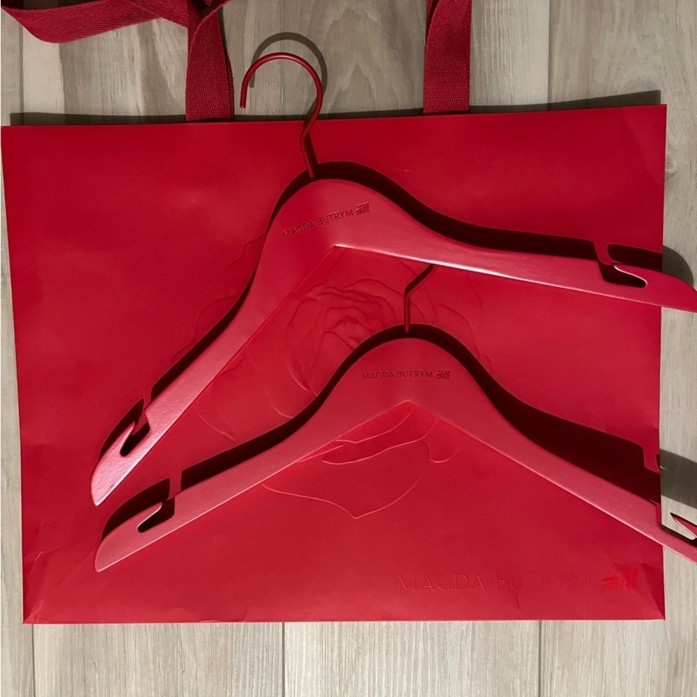 H&M x Magda Butrym Red Medium Shopping Bag & 2 Hangers